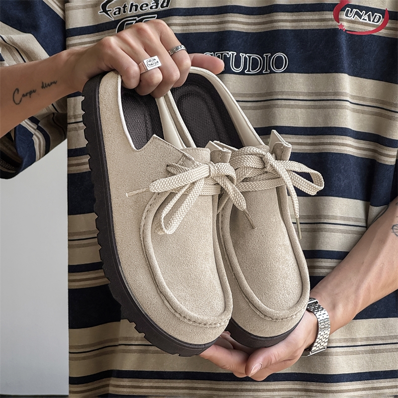 Fashion Men Half Slippers Sued - Men'S Shoes Comfortable Walking บทวิจารณ์และราคา