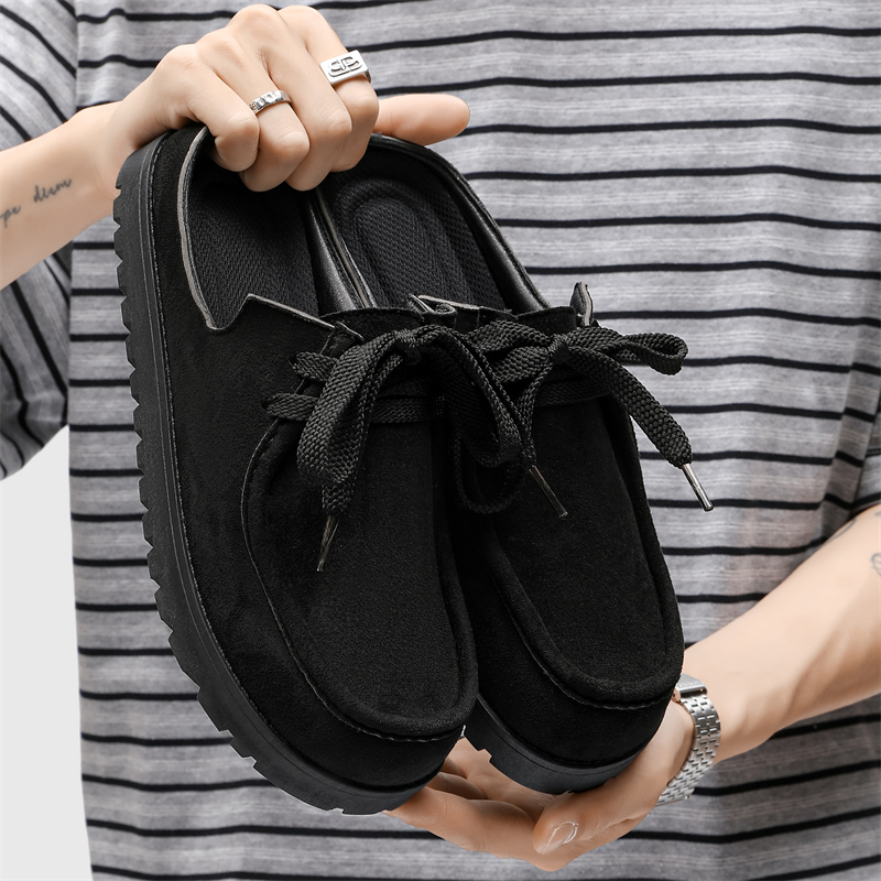 Fashion Men Half Slippers Sued - Men'S Shoes Comfortable Walking บทวิจารณ์และราคา