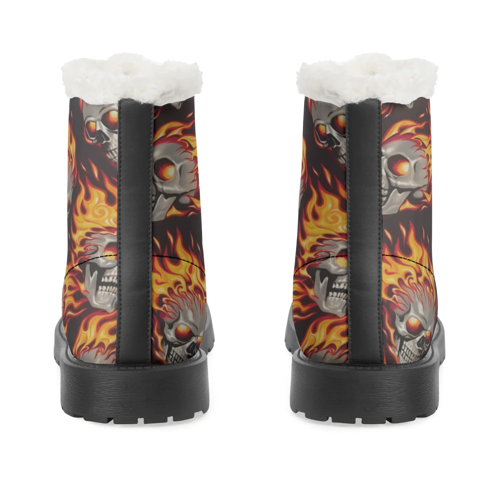 Fire Skull Patterns Snow Boots - Men Shoes Eu To Us บทวิจารณ์และราคา