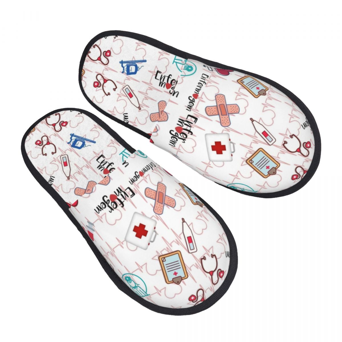 Print Heartbeat And Stethoscop - Men'S Shoes With Memory Foam บทวิจารณ์และราคา