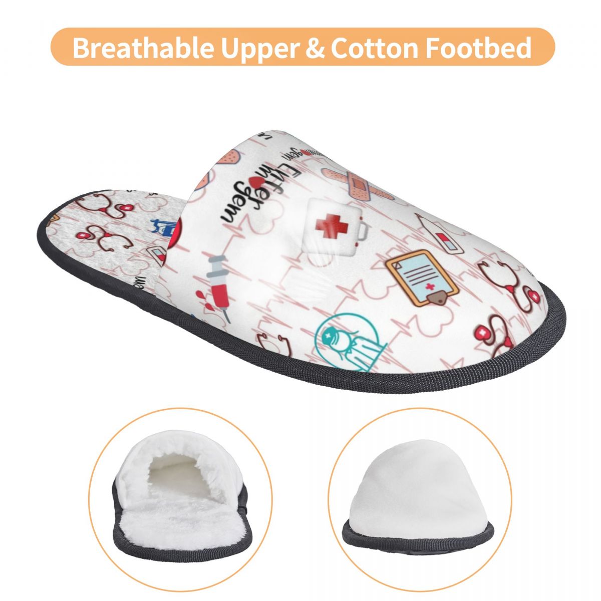 Print Heartbeat And Stethoscop - Men'S Shoes With Memory Foam บทวิจารณ์และราคา